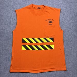 Vintage Oregon Goodfellow Bros Hanes Beefy T-Shirt Large Cut-Off Orange Workwear